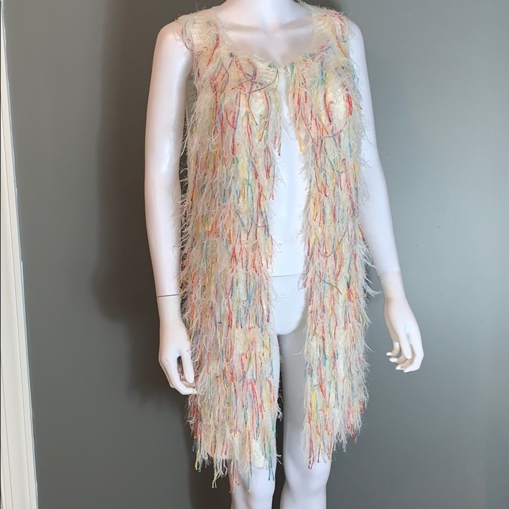 Lauren Michelle Womans Shag Long Vest SZ.M